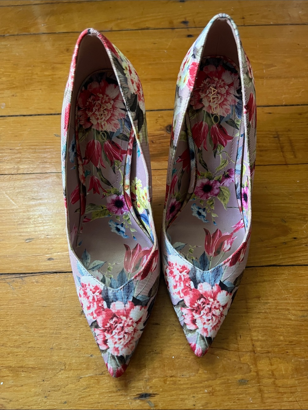 Aldo Floral Pointed Toe Pumps - Pink, Red, Blue, Green